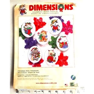 DIMENSIONS   CHRISTMAS KITTY ORNAMENTS STAMPED CROSS STITCH #8687